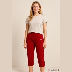 Victoria's Secret PINK Capri Cropped Red / Blue sweatpants Size Small NEW